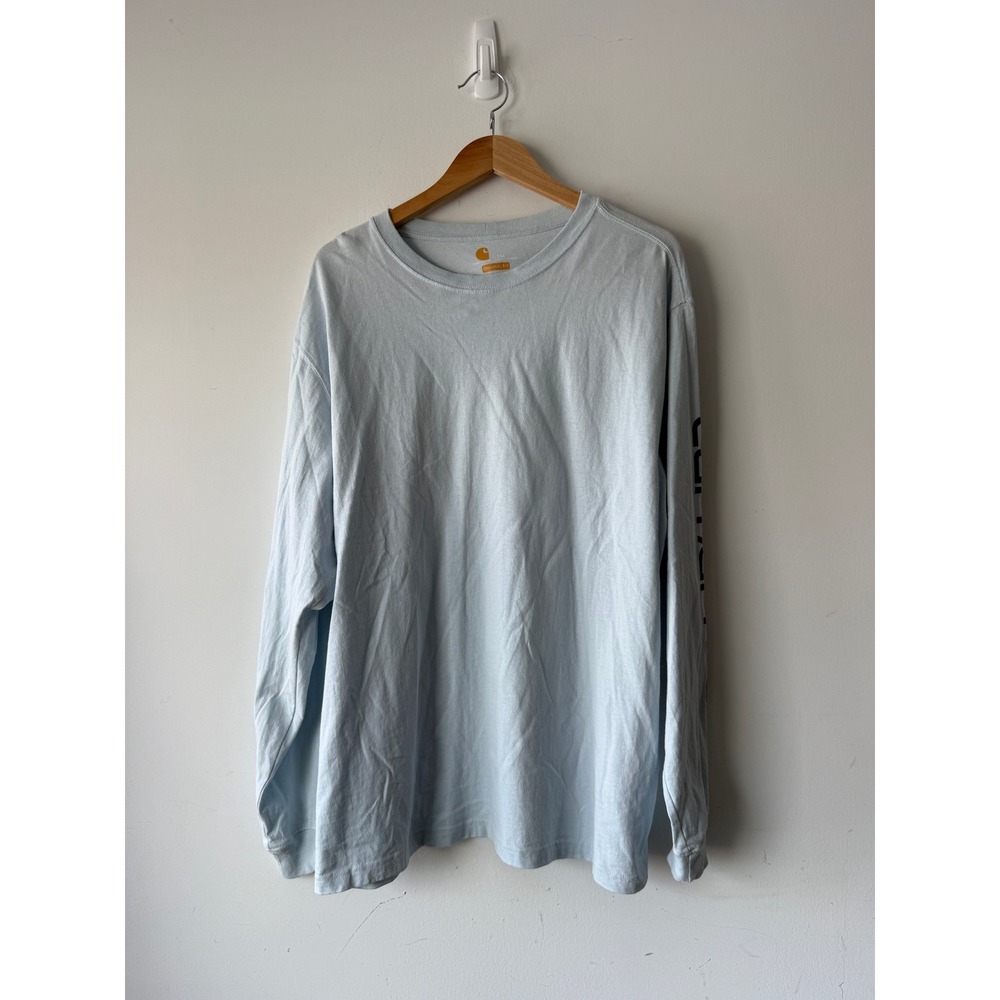 Carhartt Mens Light Blue Long Sleeve Logo T-Shirt K231 Large Tall Original